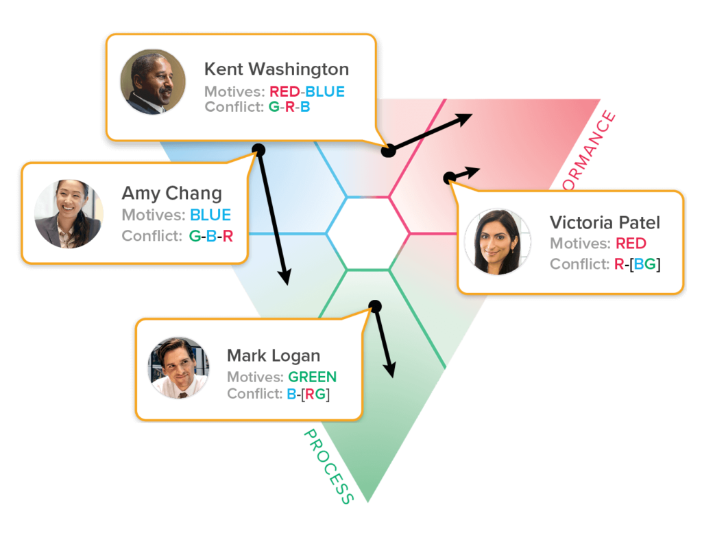 SDI 2.0 triangle diagram illustrating unique motives of members of a high-performing team