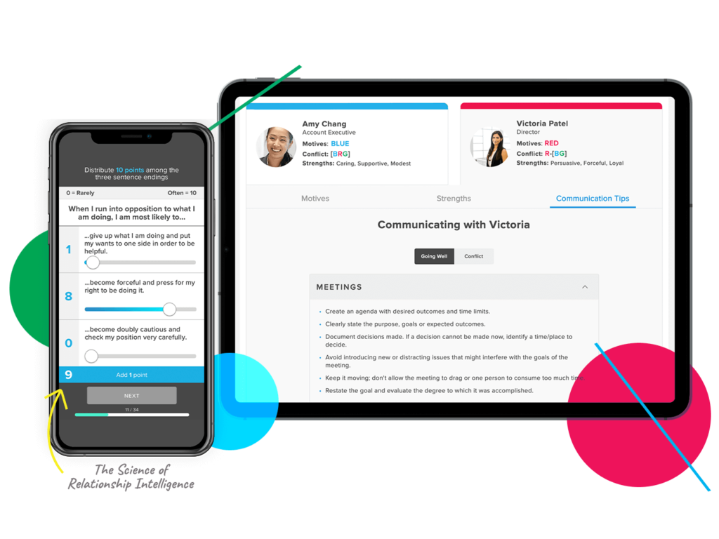 Example of comparing two teammates on the SDI 2.0 Platform